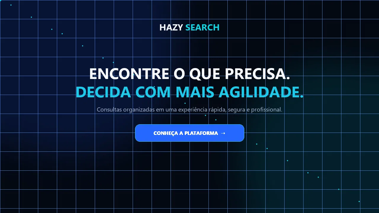 Demonstração comercial animada do painel HAZY SEARCH